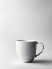Obraz premium Elegant Coffee Cup Against a Crisp Minimalist White Background, the Essence of Minimalist Photography, Graphic Resources, Wallpapers, Brochure, Advertising,