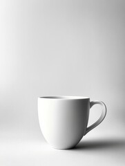 Fototapeta premium Elegant Coffee Cup Against a Crisp Minimalist White Background, the Essence of Minimalist Photography, Graphic Resources, Wallpapers, Brochure, Advertising,