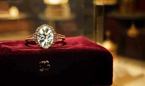 Close-up of a Diamond Ring in a Pawn Shop