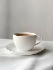 Elegant Coffee Cup Against a Crisp Minimalist White Background, the Essence of Minimalist Photography, Graphic Resources, Wallpapers, Brochure, Advertising,