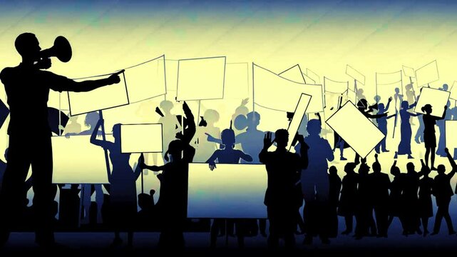 demonstration in shilhouette