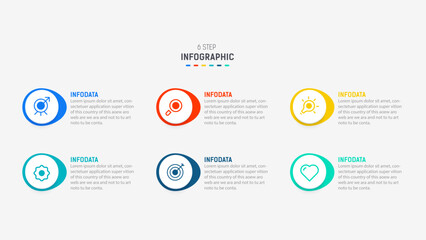 Business  infographics design for Six Step, option, parts or process. Infographic 6 element design template for presentation.  process diagram, step banner, flow chart, 6 option template.