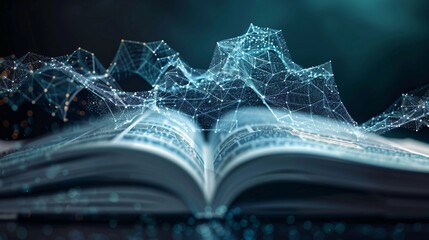 An abstract digital background with an open book 