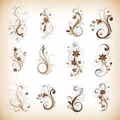 Decorative brown swirling floral patter fileteado