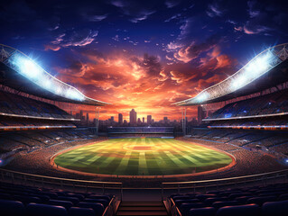 Luxurious Soccer stadium field with light vector sport arena night background spotlight on football green