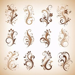 Decorative brown swirling floral patter fileteado