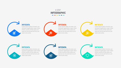 Business  infographics design for Six Step, option, parts or process. Infographic 6 element design template for presentation.  process diagram, step banner, flow chart, 6 option template.