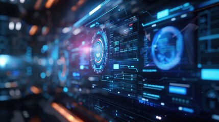 Obraz premium Futuristic Digital Interface with Holographic Display