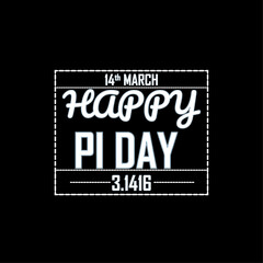 A cheerful Pi Day vector illustration featuring the symbol π surrounded by festive elements and black and white for T-shirt design typography