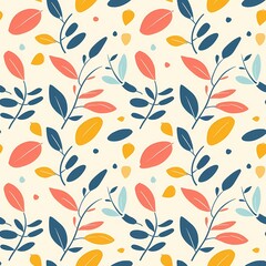 Colorful floral pattern with vibrant flowers and leaves, perfect for decorative designs.