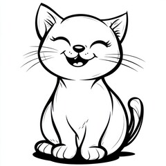Obraz premium Outline illustration of a black and white cat for drawing and coloring on white background