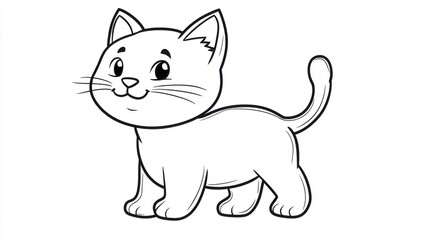 Obraz premium Outline illustration of a black and white cat for drawing and coloring on white background