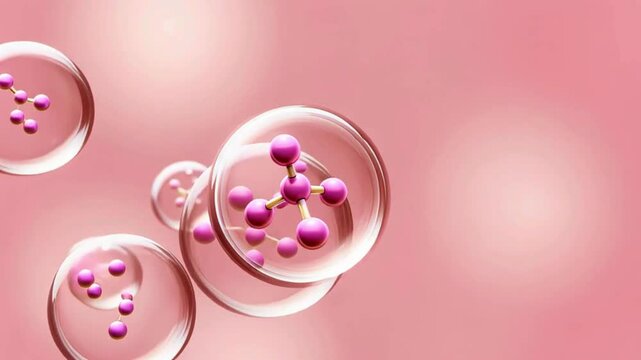 pink bubbles with DNA chain inside
