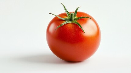 A red tomato with a stem on top