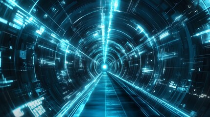 Abstract tunnel, digital convergence and innovation, immersive background, cutting-edge technology, futuristic design, 8K