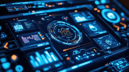 Fototapeta premium Modern Smart Home Control Panel with Futuristic Technology for Automation and Convenience