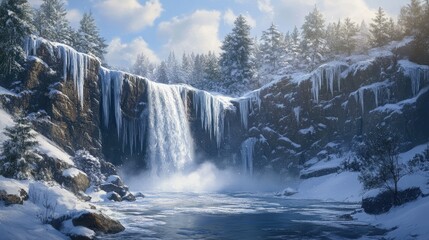 winter mountain landscape with snow