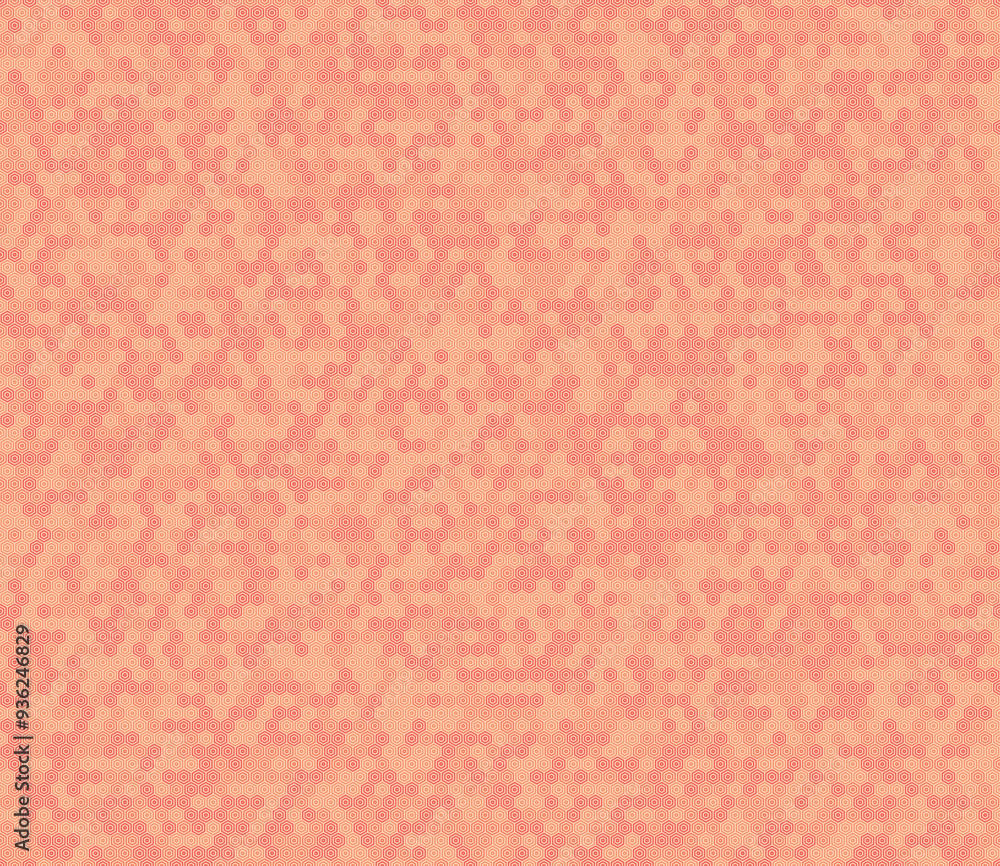Poster geometric pattern. stacked hexagon bold mosaic cell. red color tones. seamless pattern. tileable vec