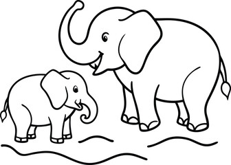 Fototapeta premium Let kids explore with this Elephant line art coloring book 