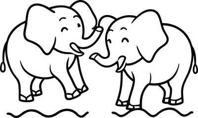 A perfect Elephant line art coloring book for kids play
