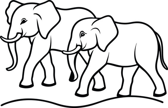 recommend clip art: An exciting Elephant line art coloring book for kids fun
                    