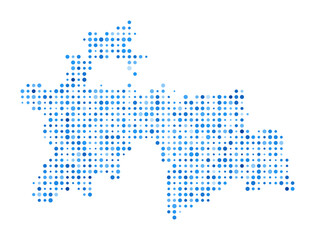 Tajikistan Dot Map. Country Digital Style Shape. Tajikistan vector image. Country shape blue circular dots. Modern vector illustration.