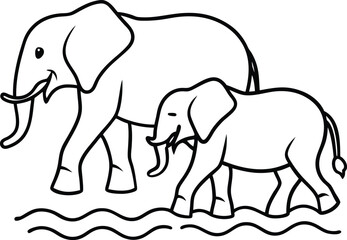 Obraz premium Let kids explore their creativity with this Elephant line art coloring book 