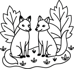 Simple and fun Fox line art for kids coloring book great for all ages
