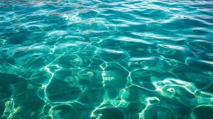 Obraz premium A close-up shot of turquoise water with ripples and reflections of light.