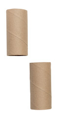 Top view set of brown tissue paper cores isolated on white background with clipping path