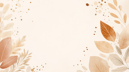 Create a simple graphical background image for a Save the date digital invite for a 50th birthday. Graphical, Scattered Large graphical Metal Gold leaves on edges. Leave space for text in the centre.