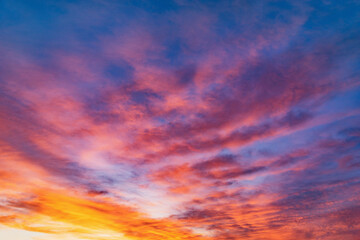 Amazing cloudscape on the sky at sunset.