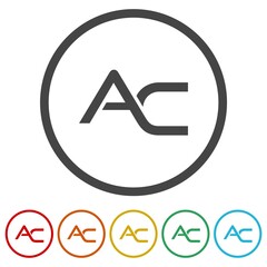 Letter logo AC . Set icons in color circle buttons