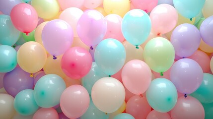   A cluster of multicolored balloons  float in the sky