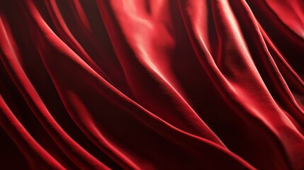 Obraz premium Elegant red fabric draping gracefully in soft light, showcasing rich texture and depth in a contemporary setting