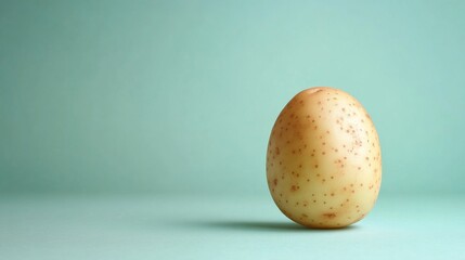 Single Potato on Teal Background