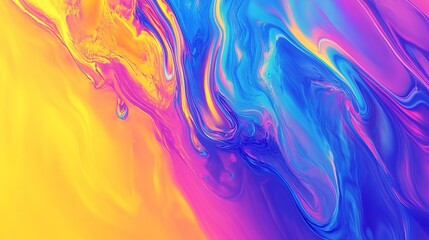 Fototapeta premium Vibrant abstract artwork featuring swirling colors of yellow, blue, and purple blending seamlessly in a captivating composition