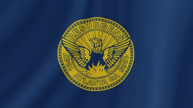 Atlanta, Georgia Waving Flag. Realistic Flag Animation. Seamless Loop Background.