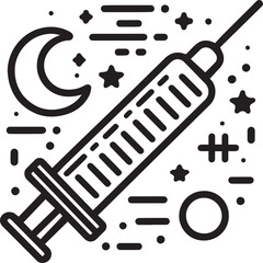 Syringe Icon Vector Illustration. Injection Sign outline vector on a white background