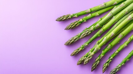 Fresh Asparagus on Purple Background