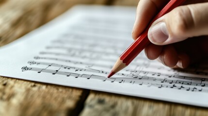 A hand writing music notes