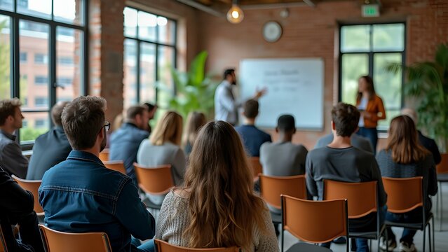 Business workspace in modern classroom