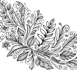 A set of twigs with a black line on a white background. Frames, ribbons for lettering