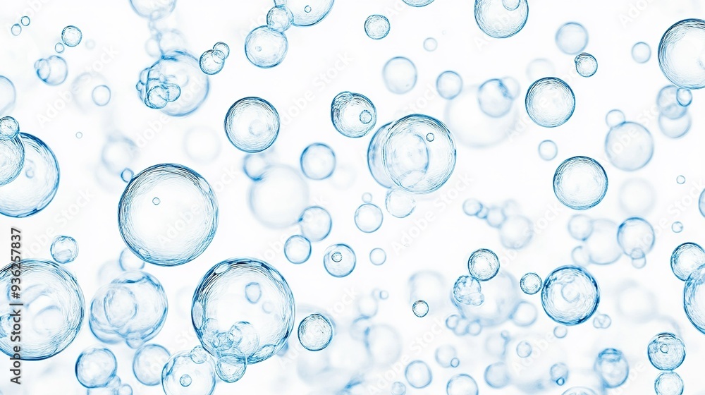 Poster bubbles rising in clear water, creating captivating patterns and reflections during a serene moment 