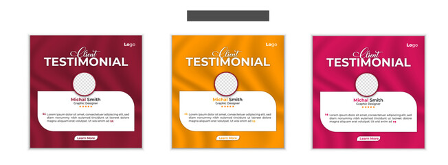 Minimalist client testimonial template design with image placeholder