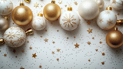 Christimas decoration on plain background with copy space for banner and headers