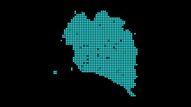 Ko Pha Ngan digital map. Map of Ko Pha Ngan in dotted style. Shape of the island filled with rectangles. Charming video.