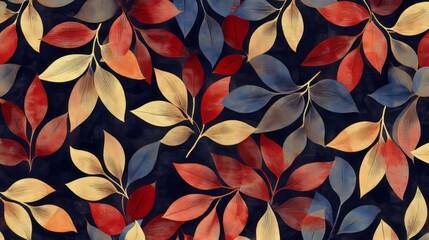 Digital seamless bouquet of leaves pattern block print batik vector ajrakh