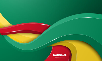 green background with flying red yellow green in 3d shape design