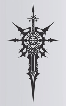 recommend clip art: Black and White Fantasy Sigil Design with Sharp Edges